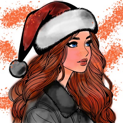 realistic girl in santa hat