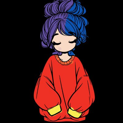 girl with baggy sweatshirt and messy bun