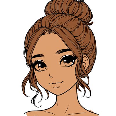 realistic pretty girl with hair in bun