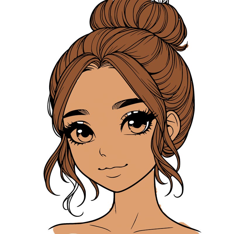 realistic pretty girl with hair in bun