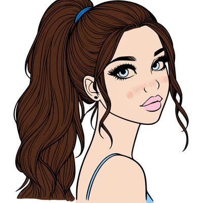 realistic pretty girl with high pony tail