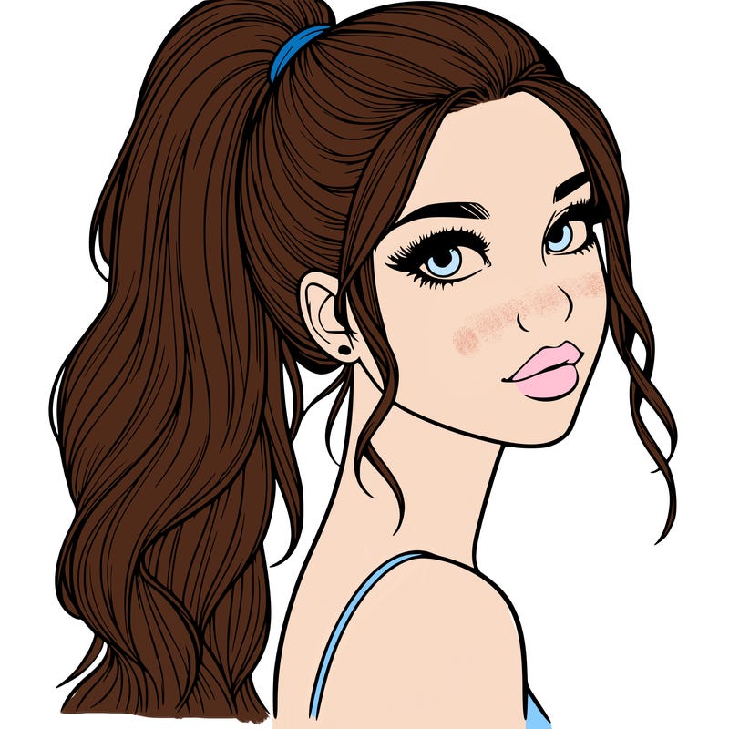 realistic pretty girl with high pony tail