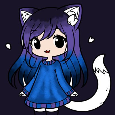 girl with cat ears and tail