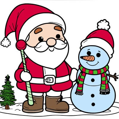 santa clause with snowman