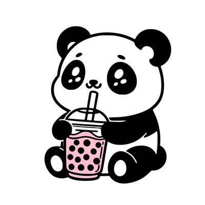 panda drinking boba