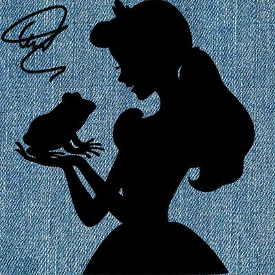 a shadow of a princess holding a frog realistic