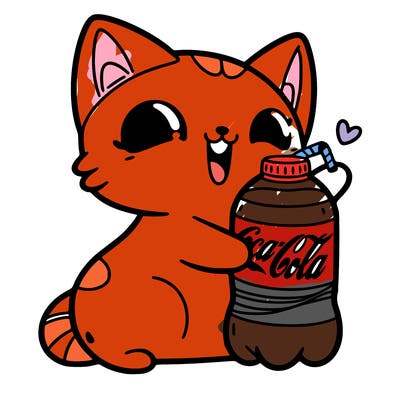 cat drinking coke