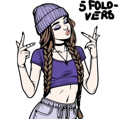 realistic teenage girl with braids and a beanie and crop top doing 🫶🏼