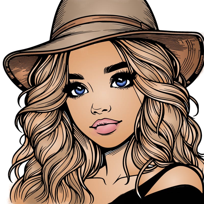 realistic girl with hat