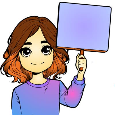 realistic girl holding up a sign