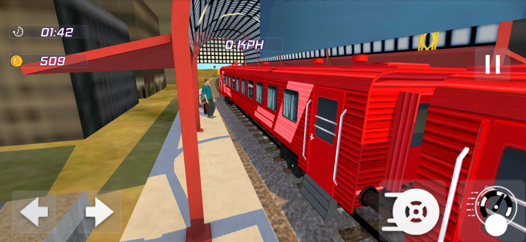 Cargo Train Simulator Ultimate - Red passenger train at a station in Cargo Train Simulator Ultimate mobile game