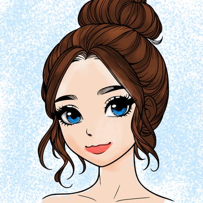 realistic pretty girl with hair in bun