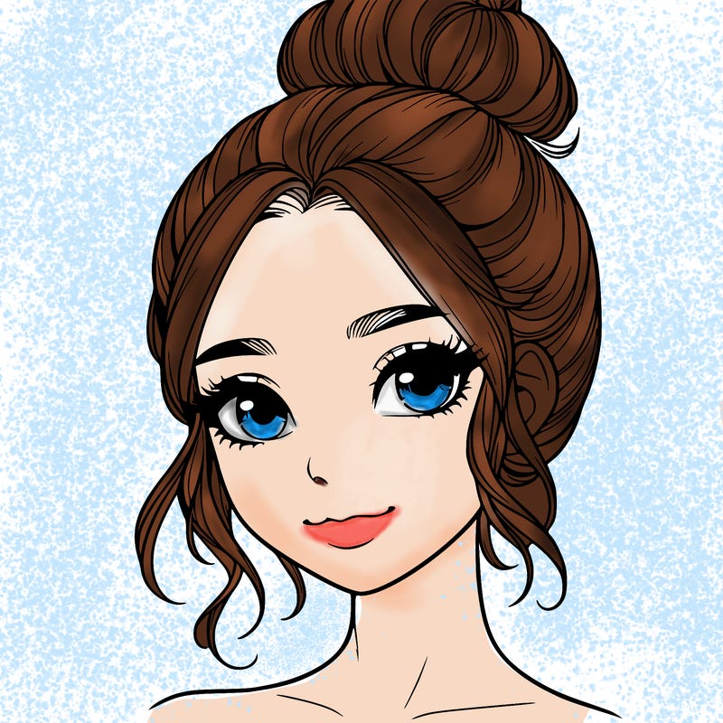 realistic pretty girl with hair in bun