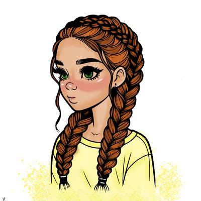 realistic girl with braids