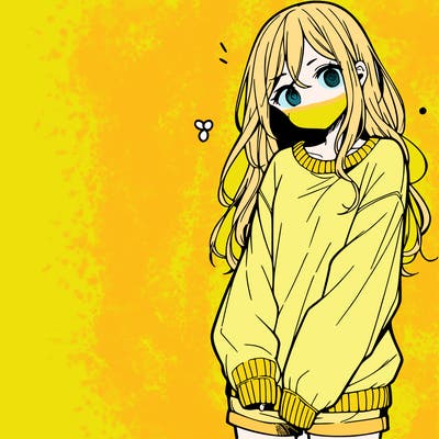 manga teen girl  in a sweater and baggy pants
