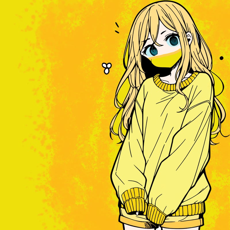 manga teen girl  in a sweater and baggy pants