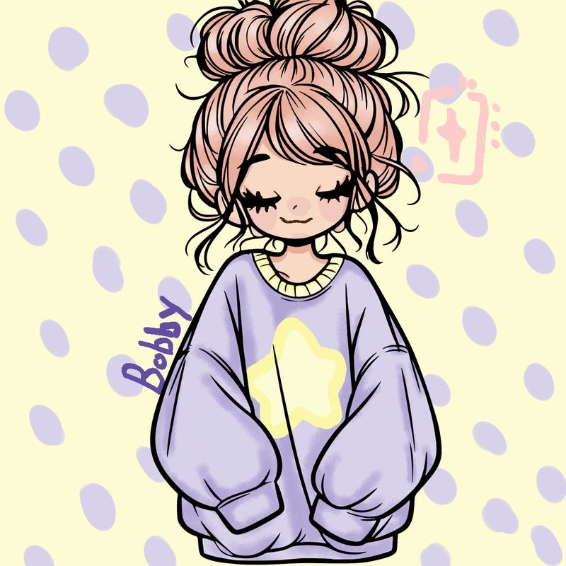girl with baggy sweatshirt and messy bun