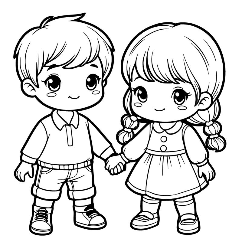 little boy and girl holding hands