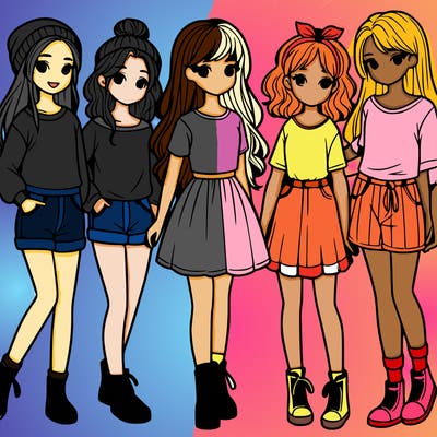 a group of five girls