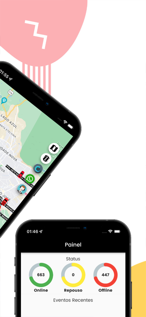 Reaver Sat Pro - Reaver Sat Pro mobile app showing vehicle tracking map and fleet status dashboard