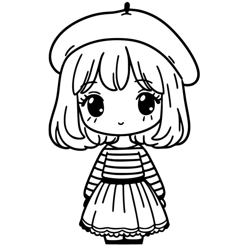 a girl with french clothes