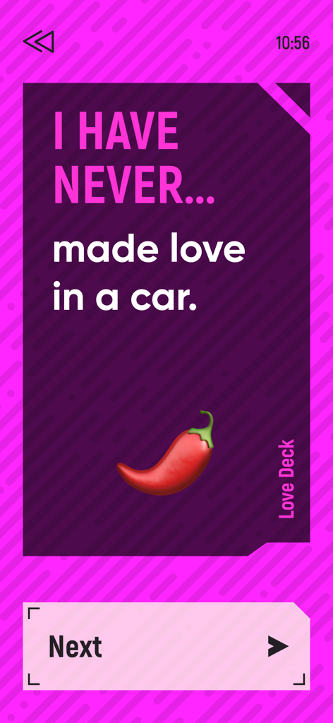 I Have Never: Dirty Party - A spicy question card from the Love Deck in the I Have Never Dirty Party game