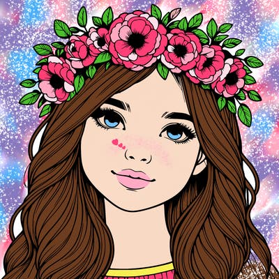 realistic girl with flower crown