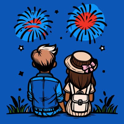 couple watching fireworks
