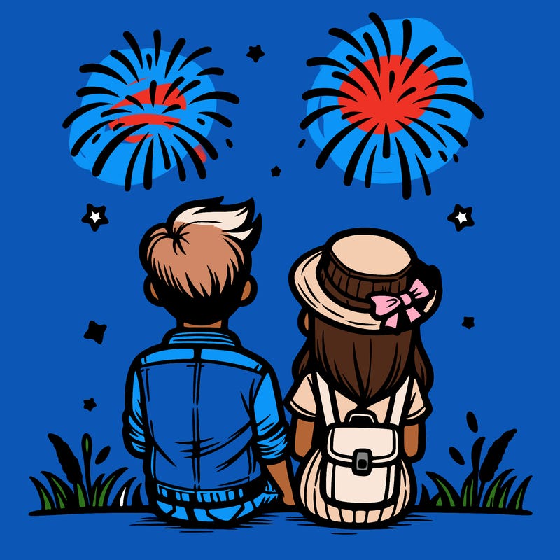 couple watching fireworks
