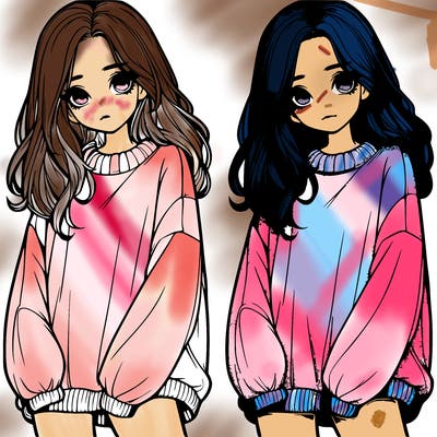 realistic girl with baggy sweater