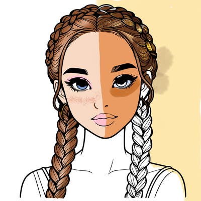 realistic girl with braids