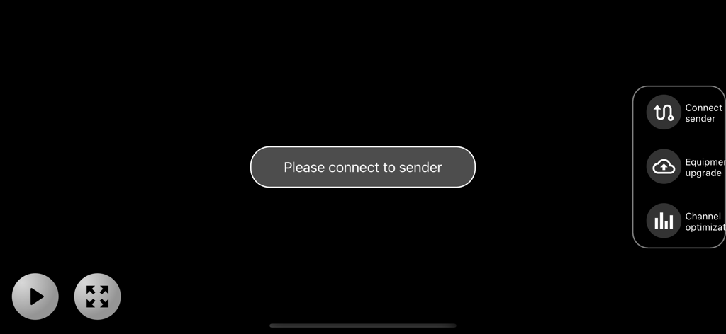 TuTuPlay - TuTuPlay app screen with a connect to sender prompt and utility menu
