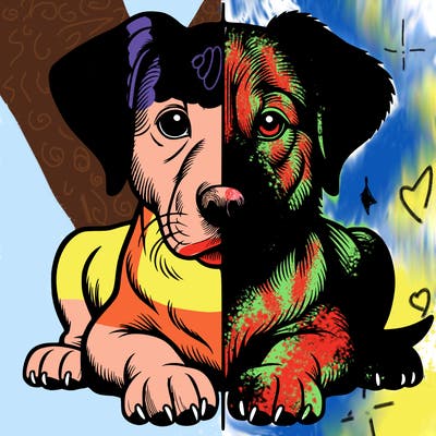 realistic dog split picture