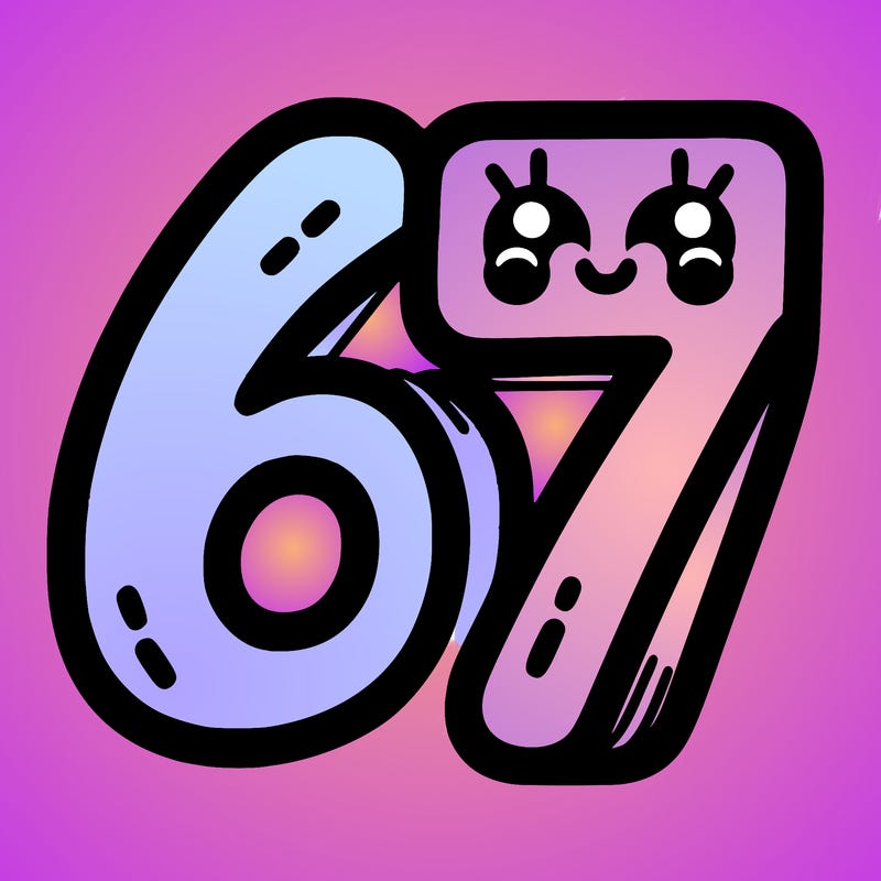 the numbers 67