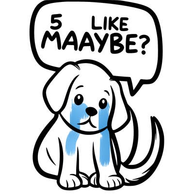 a puppy that says 5 like maybe