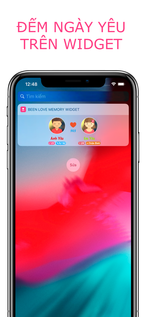 Been Love Memory -Love Counter - Been Love Memory relationship day counter widget on an iPhone screen