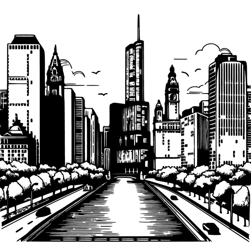chicago skyline realistic