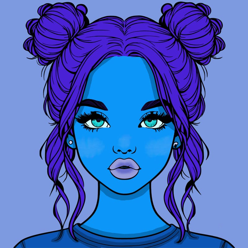 realistic girl with two buns in hair and lips