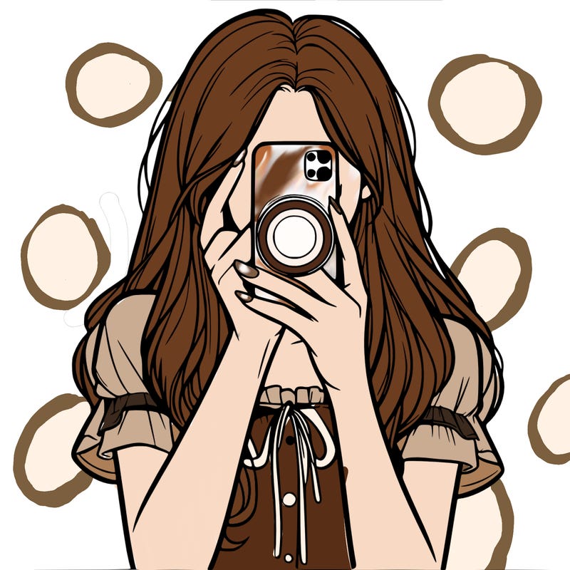 a realistic girl holding her phone taking pictures