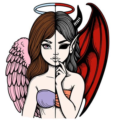 realistic angel half demon