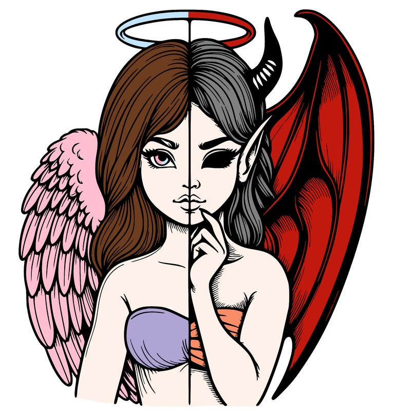 realistic angel half demon