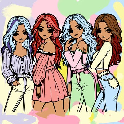 four beautiful girls posing