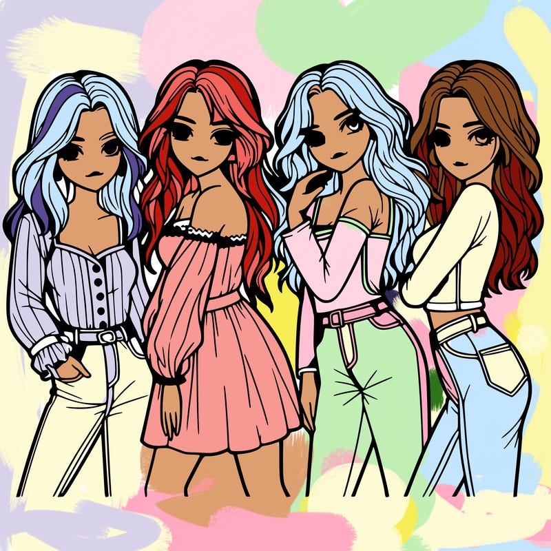 four beautiful girls posing