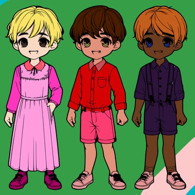 realistic boys in dress