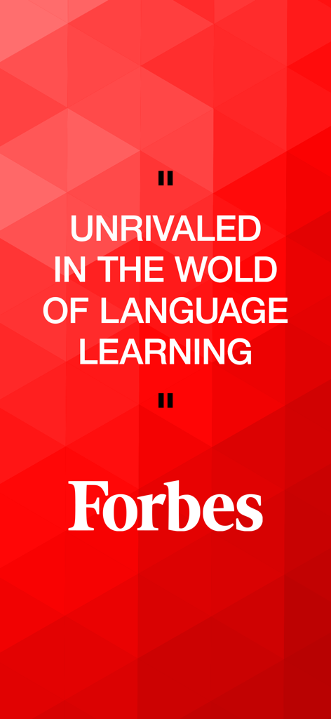 Fluenz - A Forbes endorsement quote stating Fluenz is unrivaled in the world of language learning on a red geometric background