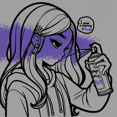 a realistic girl spray painting