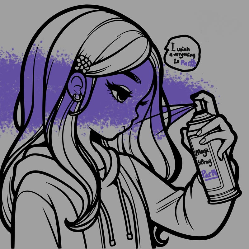 a realistic girl spray painting