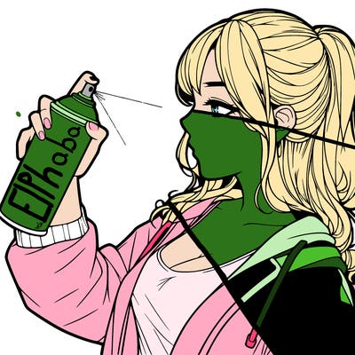 a realistic girl spray, painting