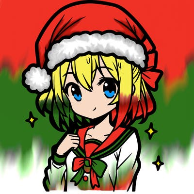 anime girl wearing a santa hat