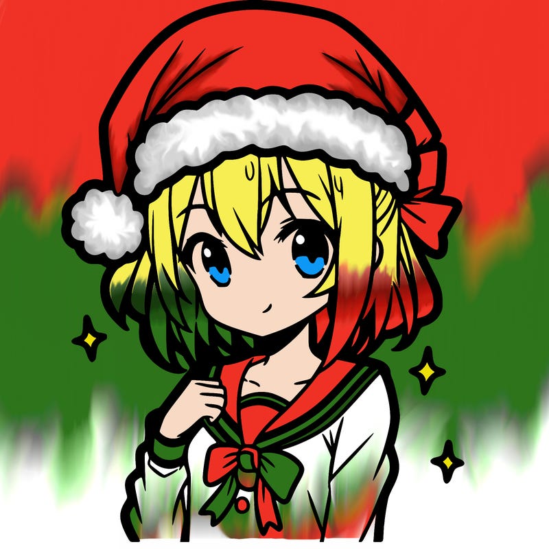 anime girl wearing a santa hat